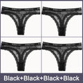 4PCS/Set Transparent Women Lace G-string Sexy Thong Panties Floral T-Back Underwear Girl Letter Band Femme S-XL Lingerie - Sellinashop