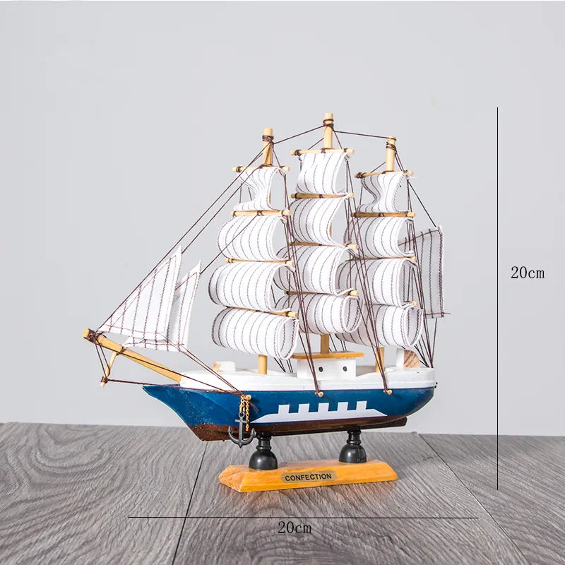 Wooden Sailboat Model Home Decor Mediterranean Style Decoration Accessories Unique Office Living Room Crafts Nautical Decor - Sellinashop