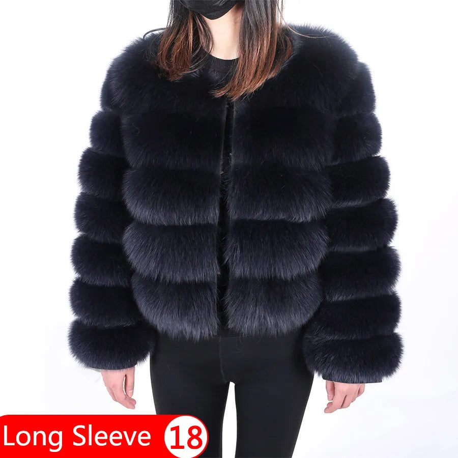 Natural Real Fox Fur Coat Women Winter Warm Luxury Fur Jacket Detachable Long Sleeves Female Vest Furry Coats - Sellinashop