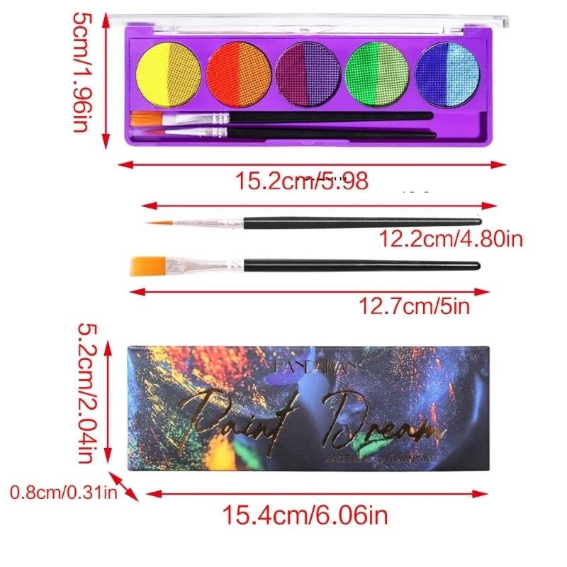 Face Paint Palettes UV Glow in the Dark Face Paint UV Blacklight Fun Makeup 10 Colors Water Activated Face Painting - Sellinashop