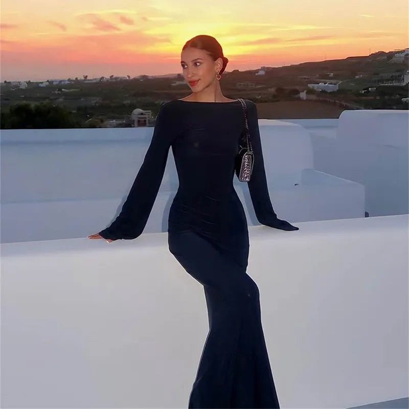 Chic Women Sexy Backless Long Dress Sun Protection Bodycon