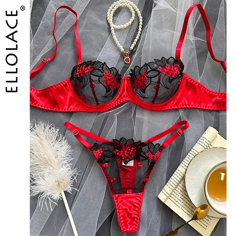 Fancy Lingerie Floral Lace Bra Set Bilizna Luxury Well-Looking Underwear Sexy Erotic Fairy Fine Lace Exotic Sets - Sellinashop
