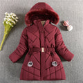 Warm Winter Girls Jacket Detachable Hat Plush Collar Hooded Padded Lining Coat For Kids Children - Sellinashop
