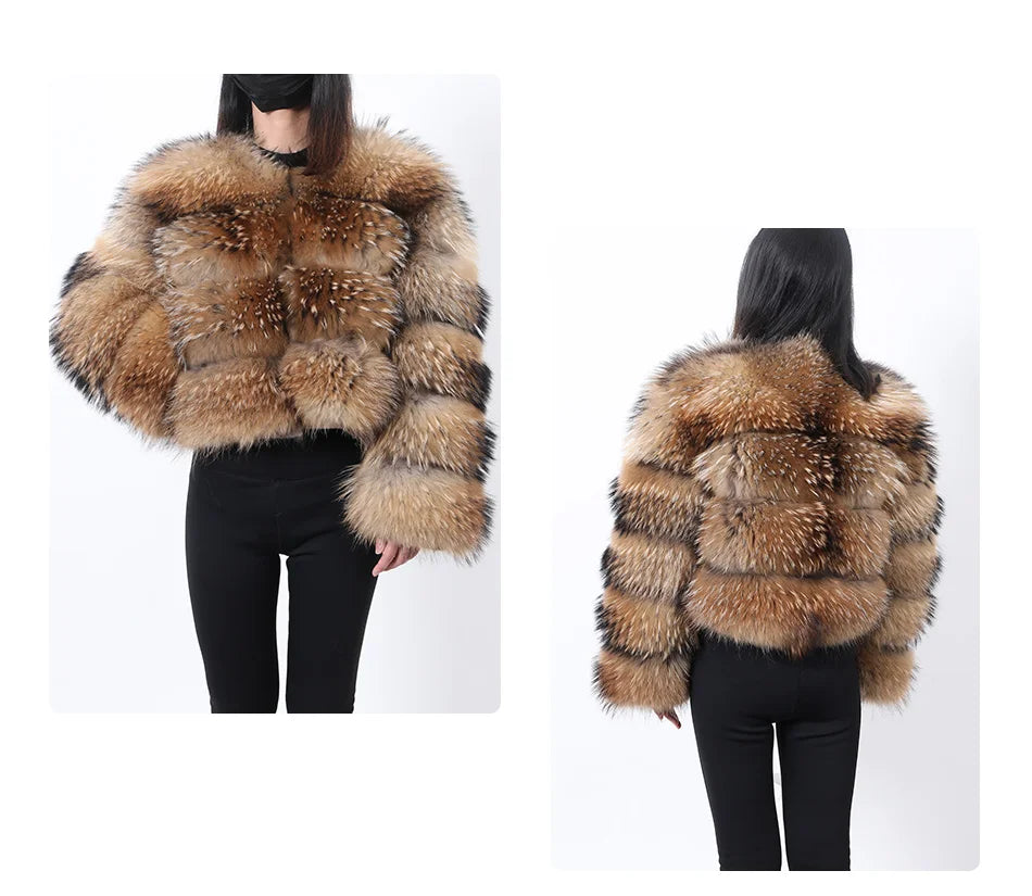 Super Hot Women Luxury Thick Real Fur Coat