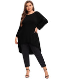 Plus Size Long Sleeve Elegant Spring Autumn Blouse Women Long Hi Low Fit Flare Swing Tops Large Size Loose Tunic 5XL 6XL 7XL 8XL - Sellinashop