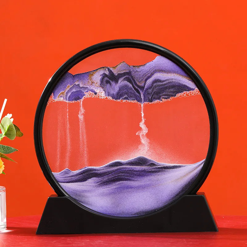 3D Moving Sand Art Picture Round Glass Deep Sea Sandscape Hourglass Quicksand Craft Flowing Sand Painting Office Home Decor Gift - Sellinashop
