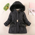 Warm Winter Girls Jacket Detachable Hat Plush Collar Hooded Padded Lining Coat For Kids Children - Sellinashop