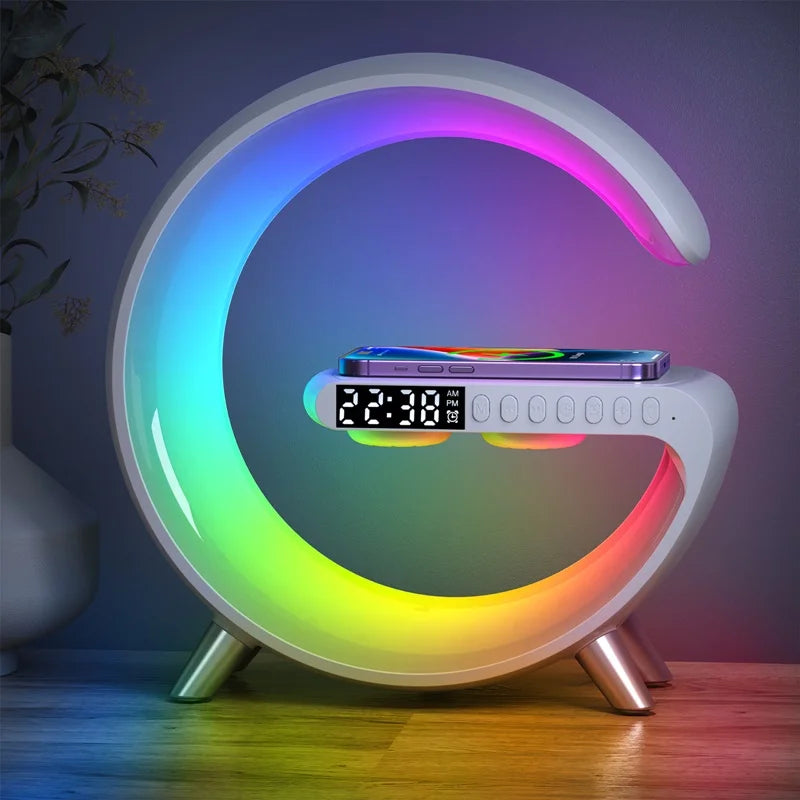 LED App Control RGB Night Light Atmosphere Lamps Digital Alarm Clock Speaker Wireless Charger Children Sleep Bedroom Decoration - Sellinashop