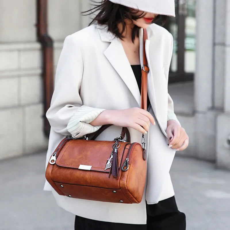 Women's Large Capacity Shoulder Bag, Fashion Zipper Crossbody Bag With Removable Strap - Sellinashop