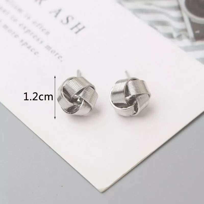Tiny Metal Stud Earrings for Women Gold Color Twist Round Earrings Small Unusual Earrings boucles d'oreilles Fashion Jewelry - Sellinashop
