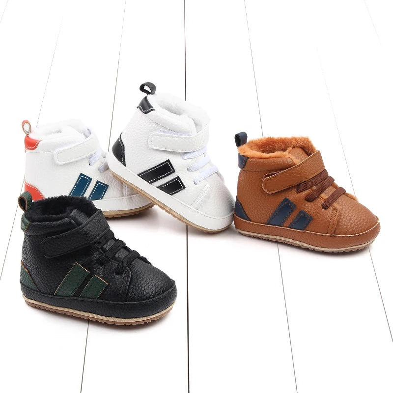 Baby Winter and Autumn Toddler Infant First Walking Shoes Ankle-covered TPR Sole Anti-slip Soft PU New Arrival 11cm12cm13cm - Sellinashop