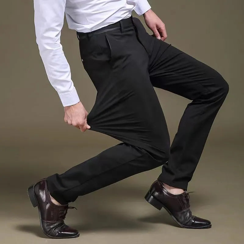 Men's Spring Autumn Fashion Business Casual Long Pants Suit Pants Male Elastic Straight Formal Trousers Plus Big Size 28-40 - Sellinashop