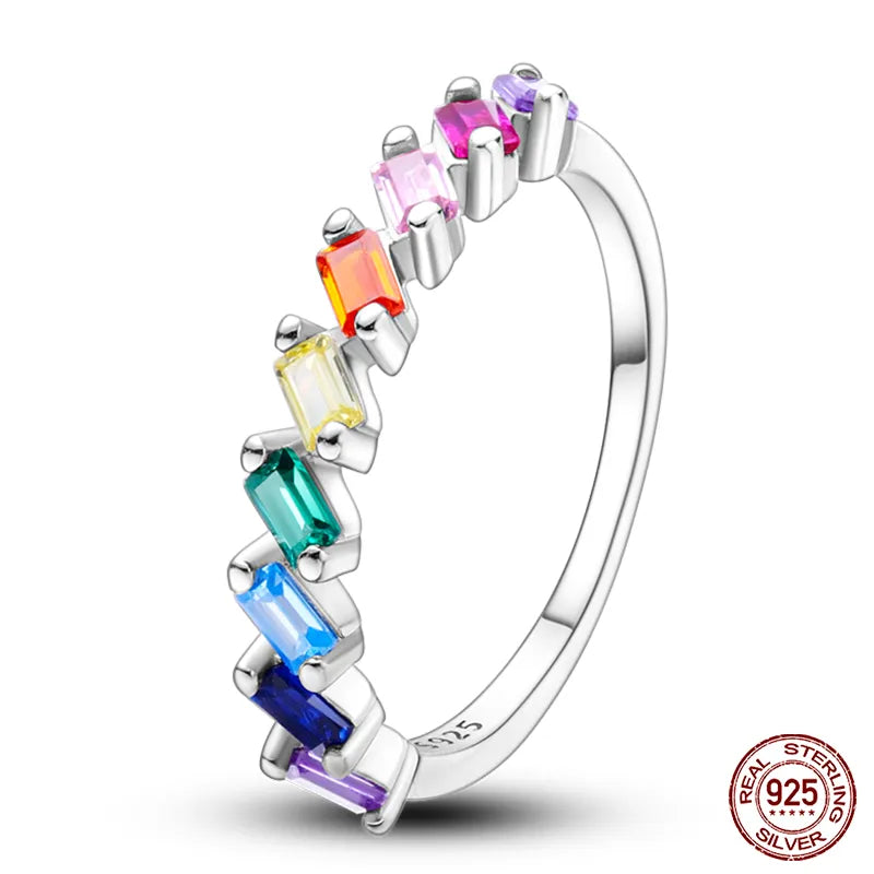 New Rings For Women 100% 925 Sterling Silver Star Moon Colorful Zircon Rings Fine Wedding Engagement Birthday Jewelry Gifts - Sellinashop