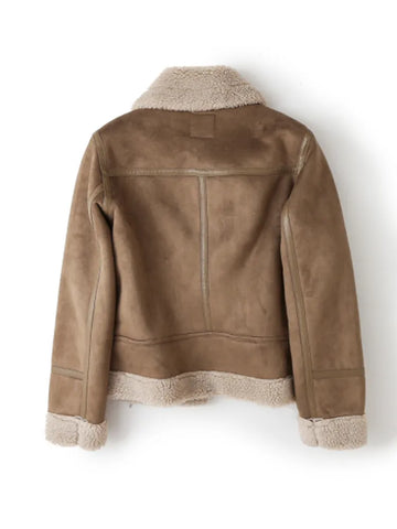 Brown Jacket For Women . Winter Vintage Fur Integrated Jacket Lapel Long Sleeves Jackets Female Outwears Chic - Sellinashop