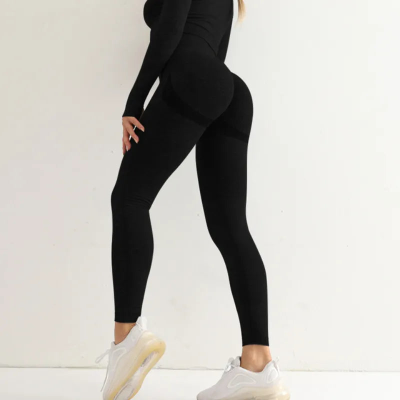 Fitness Women Sport Seamless Leggings High Waist Elastic Solid Yoga Leggings Gym Jogging Quick Dry Push Up Slim Pants Female - Sellinashop
