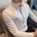 Plus Size 4XL-M High Elasticity Seamless Shirts Men Long Sleeve Top Quality Slim Casual Luxury Shirt Social Formal Dress Shirts - Sellinashop