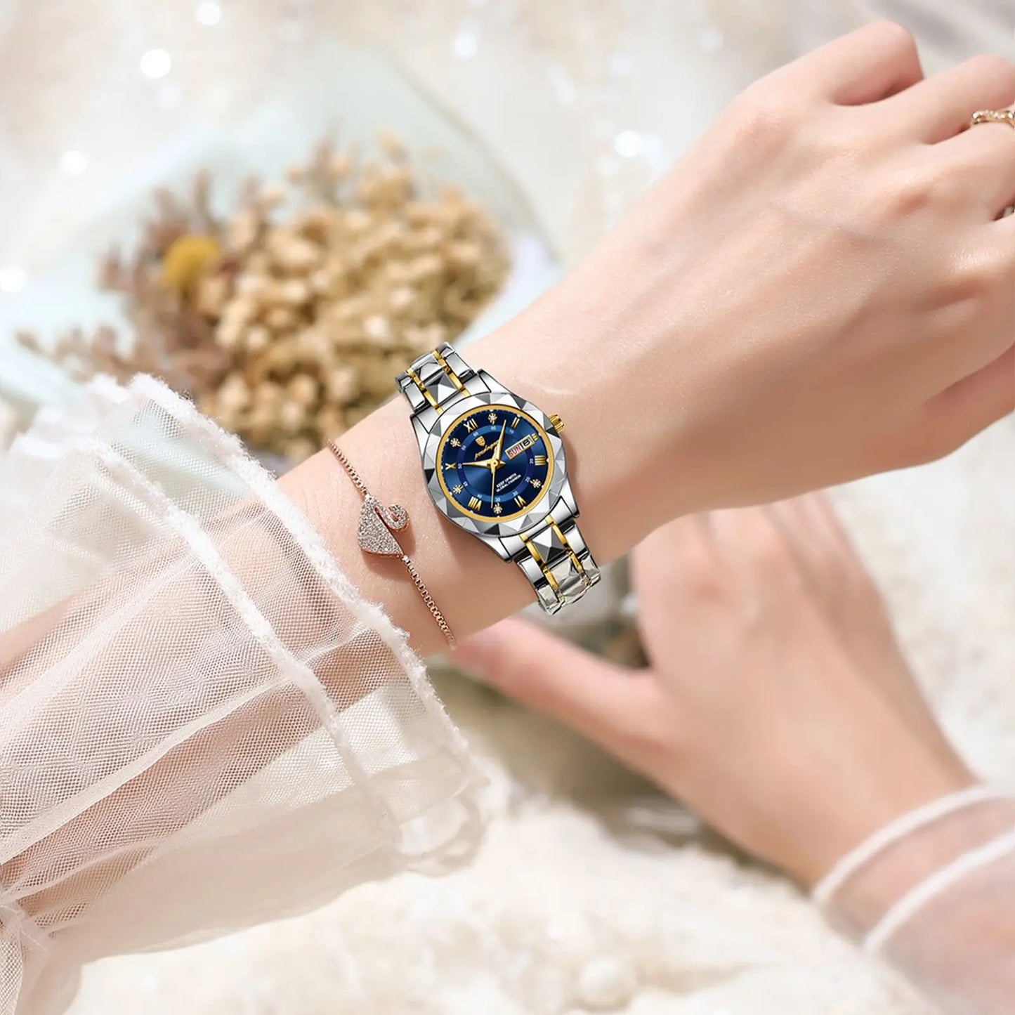 Luxury Ladies Dress Watch Luminous Waterproof Week Date Woman Wristwatch Stainless Steel Women Quartz Watches - Sellinashop