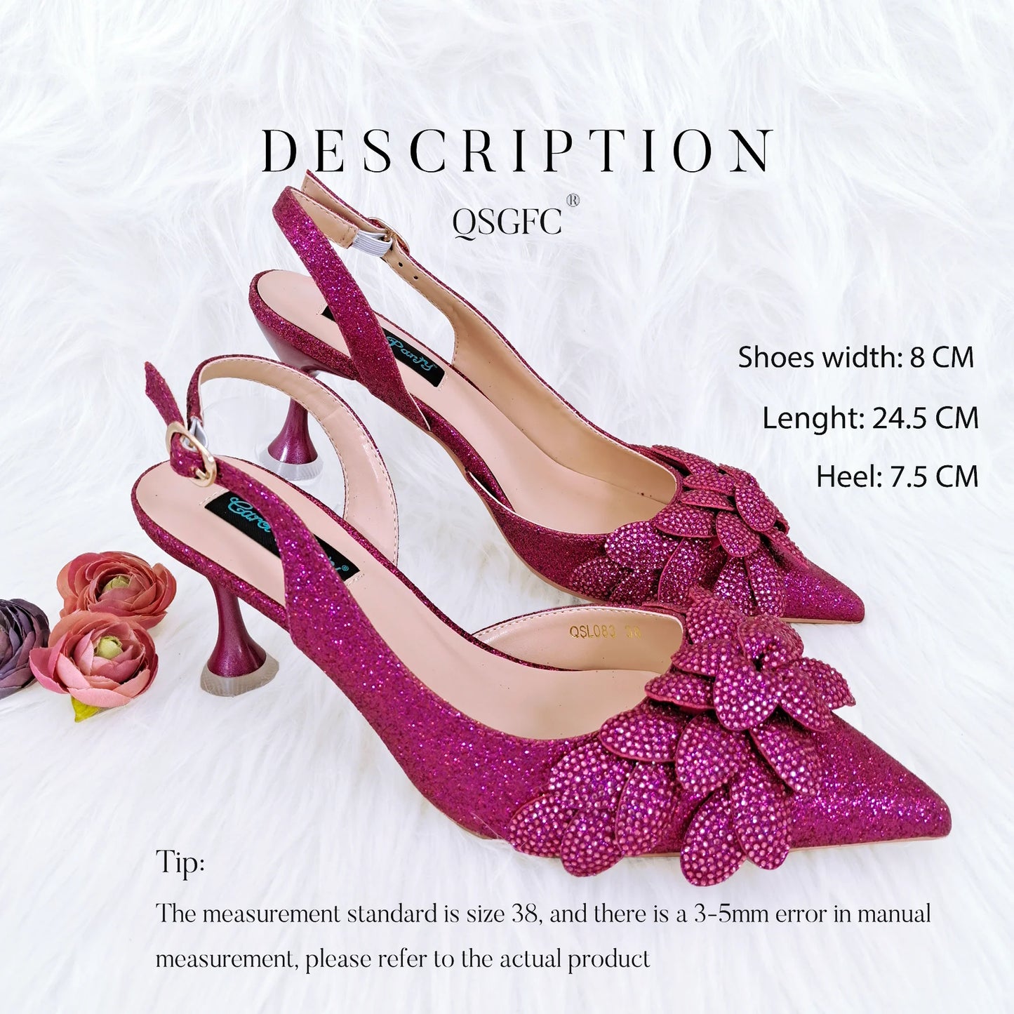 Handmade Garland Gag and Shoes Fashionable Elegant Pointed Toe Women's Pumps Crystal Handle Clutch - Sellinashop