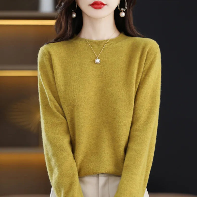 wool cashmere sweater women loose casual knitted round neck pullover new high quality autumn and winter sweater