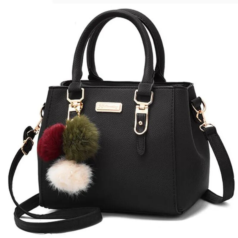 Leather Ladies Hand Bag , Women Vintage Purse Plush Tassel - Sellinashop