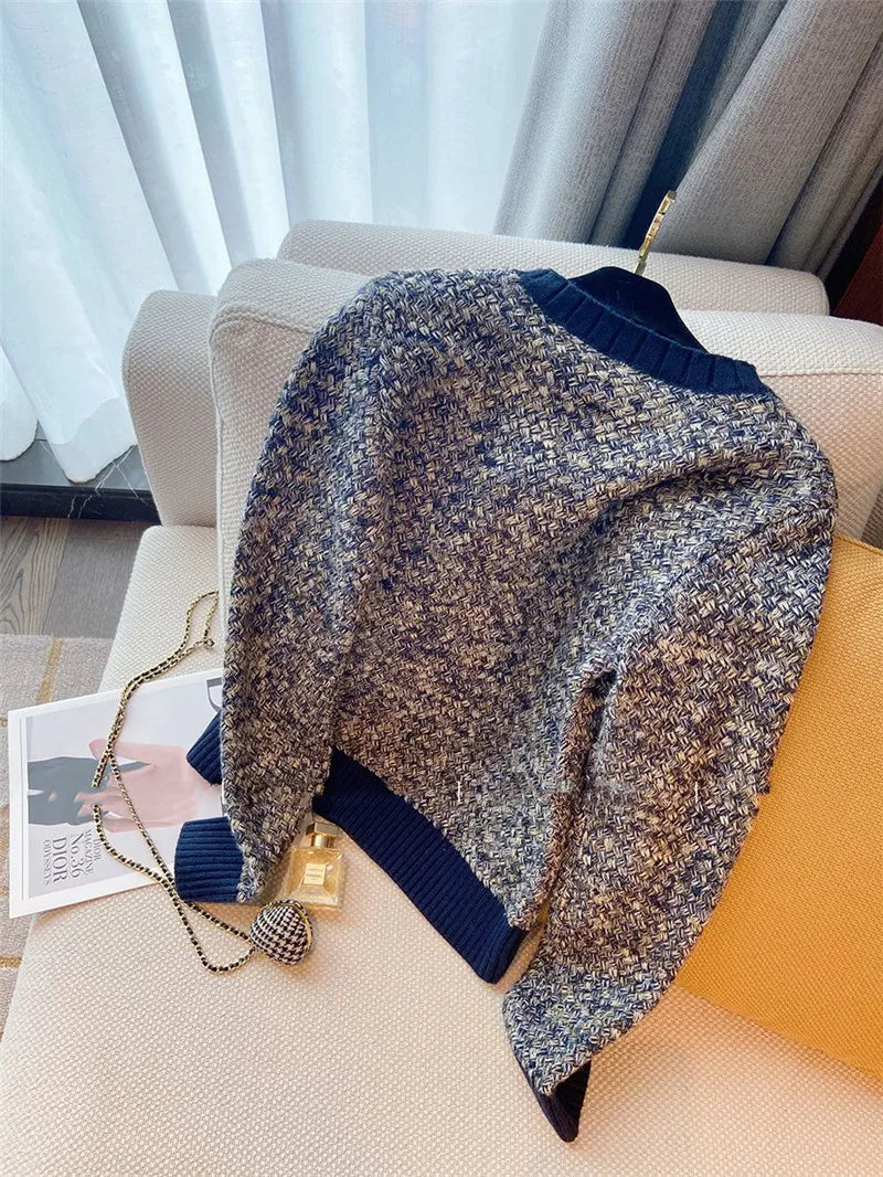 Autumn Winter French Retro Wool Sweater Women High Quality Cashmere Knitted Pullover