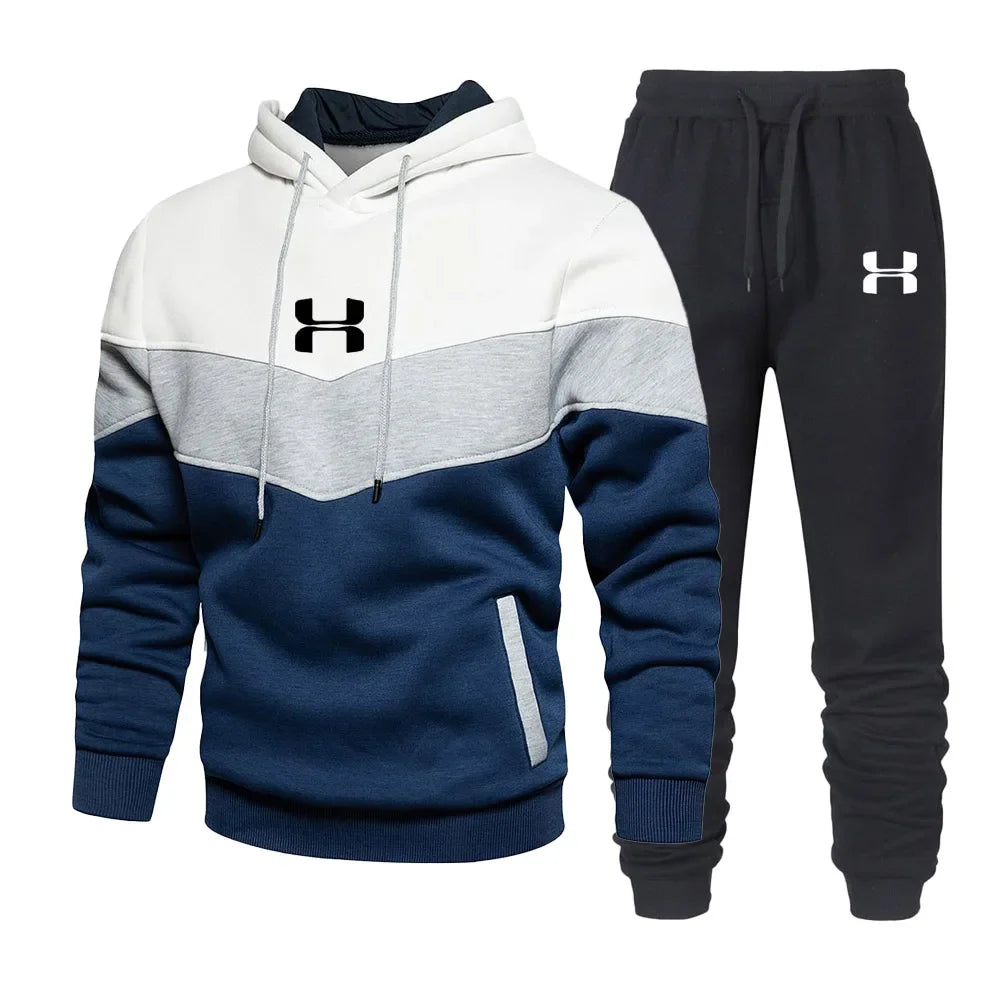 Men's Print Tracksuit Winter Casual Hoodies + Long Pants 2PCS Set and Print Hoodies Outdoor Sport Jogging Wear - Sellinashop