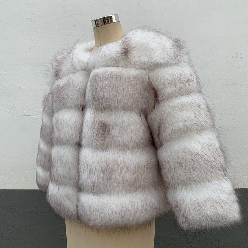 Women Coats Autumn Winter New Fashion Pink Faux Fur Coat Elegant Thick Warm Outerwear Fake Fur Woman Jackets - Sellinashop