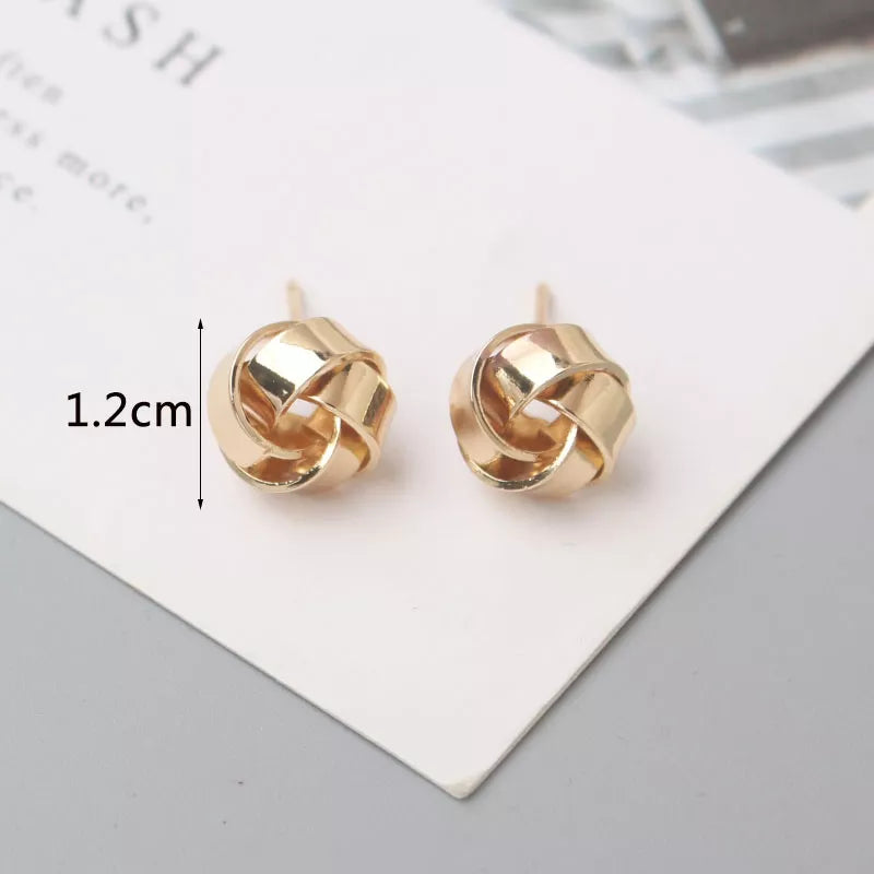 Tiny Metal Stud Earrings for Women Gold Color Twist Round Earrings Small Unusual Earrings boucles d'oreilles Fashion Jewelry - Sellinashop