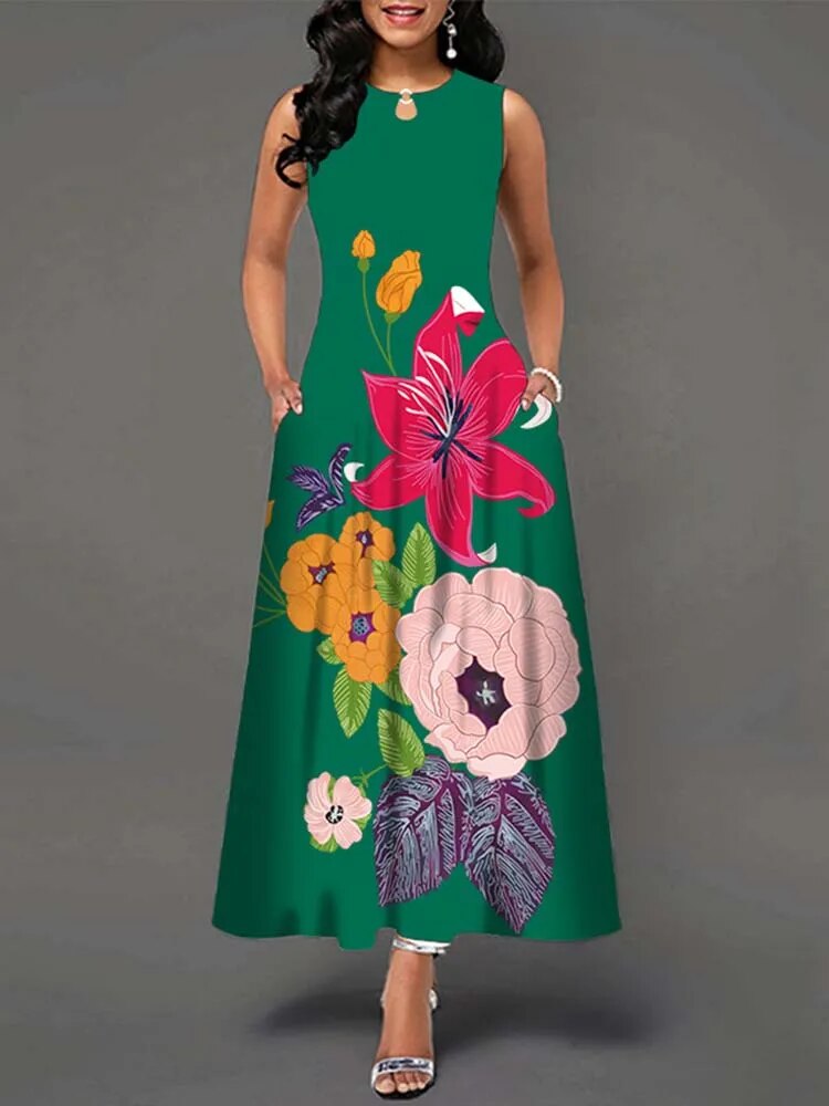Summer Long Dresses Women Floral Print