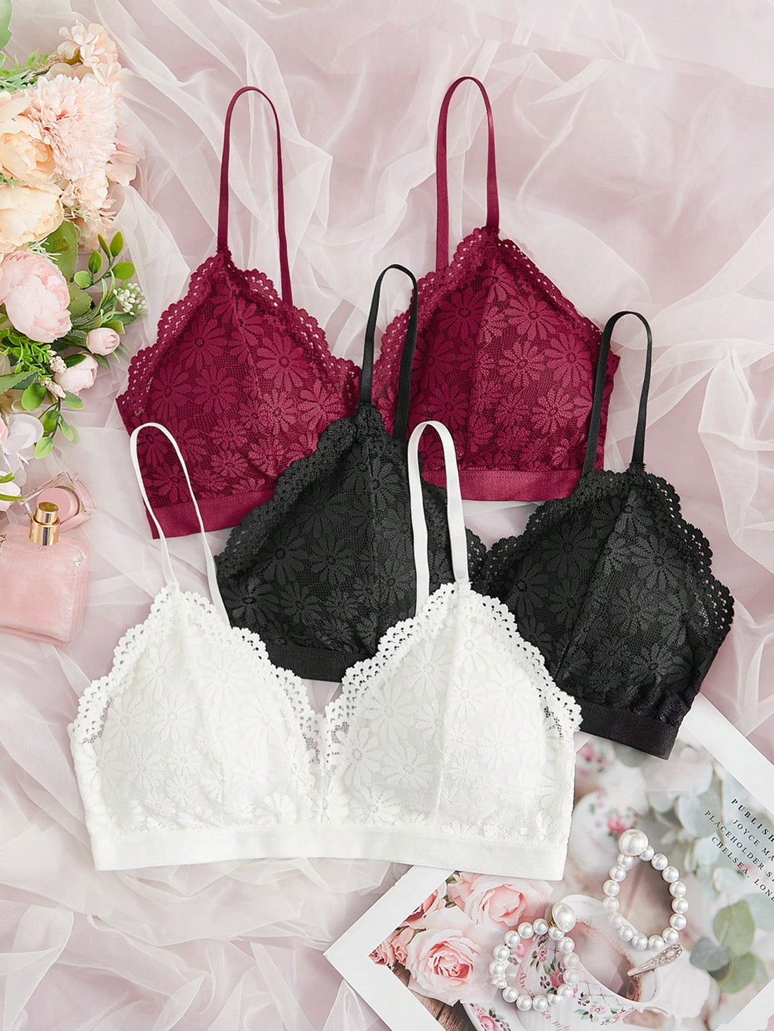 3pack Floral Lace Bralet - Sellinashop