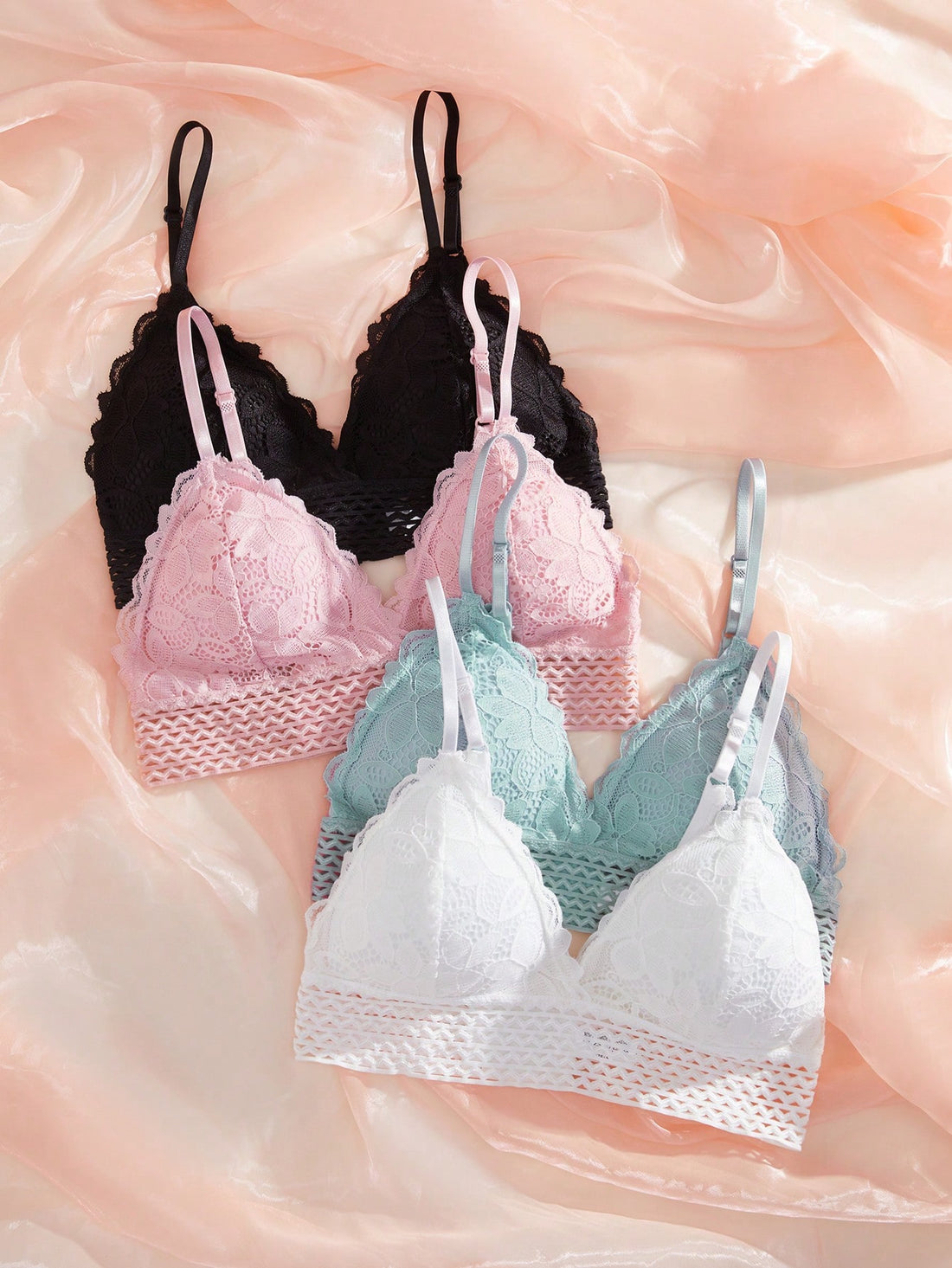 4pcs Lace Overlay Bralet - Sellinashop