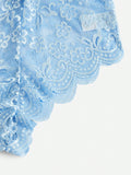 Scallop Floral Lace Teddy Bodysuit - Sellinashop