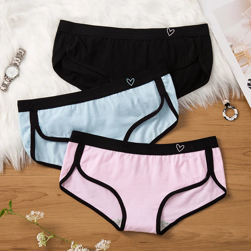 3Pcs Women's Briefs Cotton Sports Fitness Low-Rise Solid Soft Breathable Panties Lingerie Underwear For Woman Intimates - Sellinashop