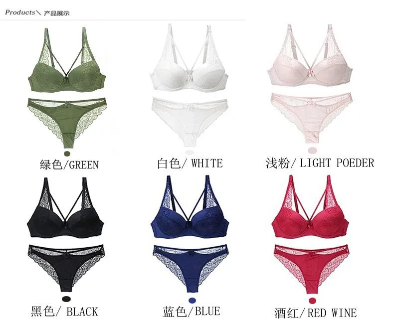 Women Underwear Sexy Lace Push Up Bralette Section Breathable Female Large Bra Sets Plus Size Lingerie - Sellinashop