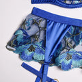 Lace Bra Set Women Embroidery Bra + Panty Underwear Set Ladies Blue Patchwork Sexy Lingerie Set - Sellinashop