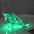 Light Up Glowing Shoes Woman Luminous Clear Sandals Women Platform Shoes LED 13cm High Heel Transparent Stripper Heels Shoes - Sellinashop