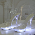 Light Up Glowing Shoes Woman Luminous Clear Sandals Women Platform Shoes LED 13cm High Heel Transparent Stripper Heels Shoes - Sellinashop