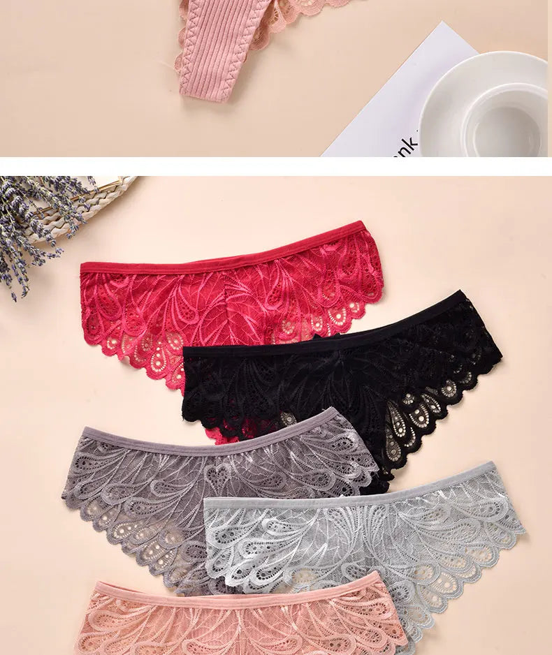 3/5Pcs Women Panties Plus Size Sexy Cotton Thong G-string Underwear Low-rise Female Briefs Ladies Underpants Solid Color Panties - Sellinashop