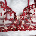 Heart Lingerie Sheer Lace Embroidery Sensual Bra + Panty Underwear Set 4-Piece Ruffle Delicate Sexy Outfits - Sellinashop