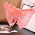 Erotic Sexy Open Lace Panties Transparent Bow Low Waist Underpants Female Breathable Hollow Mesh Briefs Women Sexy Lingerie - Sellinashop