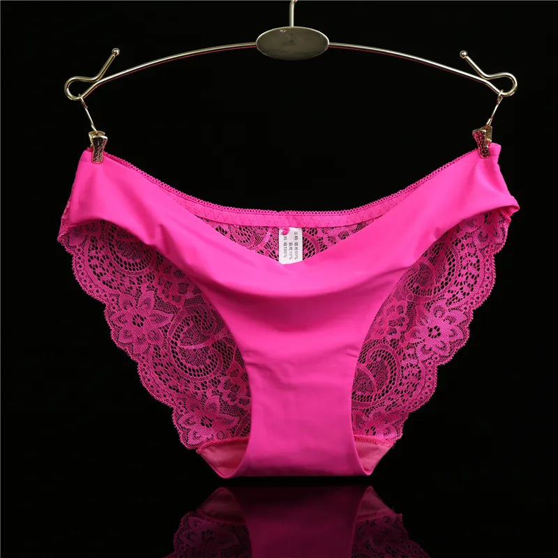 Sexy Women's Panties Seamless Lingerie Transparent Lace Bikini Briefs Plus size Lady Girl Underwear Cotton Fabric Intimates Top - Sellinashop