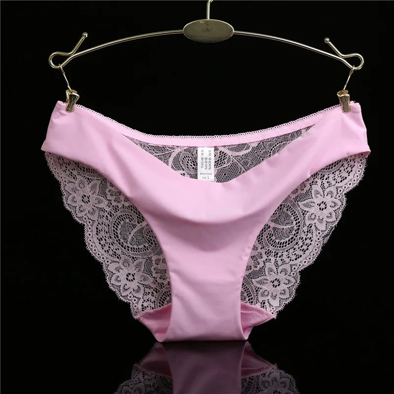 Sexy Women's Panties Seamless Lingerie Transparent Lace Bikini Briefs Plus size Lady Girl Underwear Cotton Fabric Intimates Top - Sellinashop